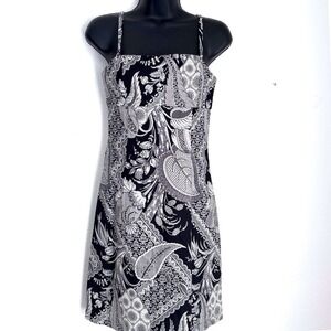 Black White Paisley Whimsigoth Fairy Ethereal Grunge Mini Dress Babydoll Sz 2